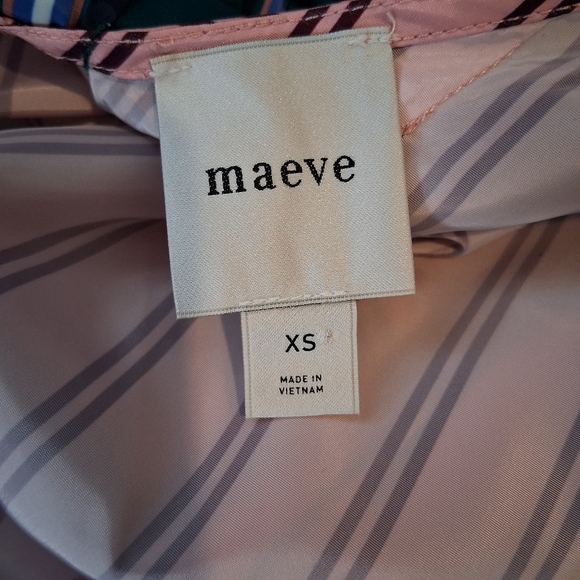 Maeve Taffeta Multicolor Striped Bow Swing  Blouse Size XS - Picture 5 of 8